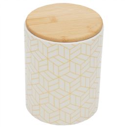 12 pieces Home Basics Cubix Large Ceramic Canister with Bamboo Top - Storage & Organization