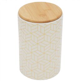 12 pieces Home Basics Cubix X-Large Ceramic Canister with Bamboo Top - Storage & Organization