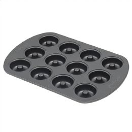 12 pieces Bakergçös Secret Essentials 6-Cavity NoN-Stick Steel Mini Donut Pan - Frying Pans and Baking Pans