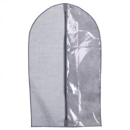 12 pieces Home Basics Herringbone Non-Woven Garment Bag with Clear Plastic Panel, Grey - Storage & Organization