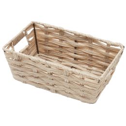 6 pieces Home Basics Small Faux Rattan Basket with Cut-out Handles, Taupe - Baskets