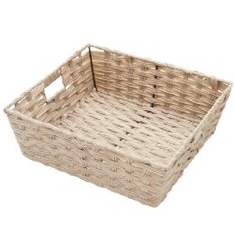 6 pieces Home Basics Large Faux Rattan Basket with Cut-out Handles, Taupe - Baskets