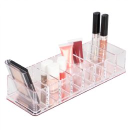 12 pieces Home Basics 8 Compartment Plastic Cosmetic Organizer with Rose Bottom - Storage & Organization