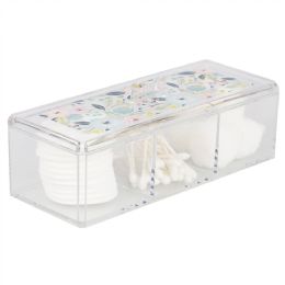 12 pieces Home Basics Floral Plastic Cosmetic Box, Clear - Cosmetic Cases