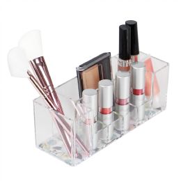 12 pieces Home Basics Floral Large Plastic Cosmetic Organizer, Clear - Cosmetic Cases