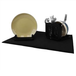 12 pieces Home Basics 3 Section Dish Drying Rack With Mat, Black - Dish Drying Racks