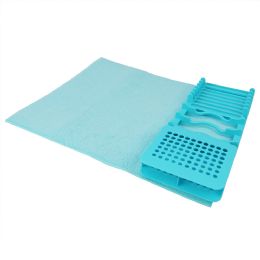 12 Wholesale Home Basics 3 Section Dish Drying Rack with Mat, Turquoise