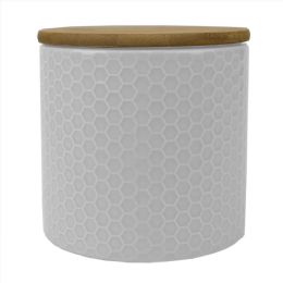 12 pieces Home Basics Honeycomb Small Ceramic Canister, White - Storage & Organization