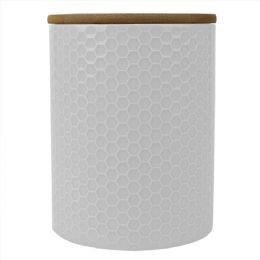 12 pieces Home Basics Honeycomb Medium Ceramic Canister, White - Storage & Organization