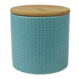 12 pieces Home Basics Chevron Small Ceramic Canister, Turquoise - Storage & Organization