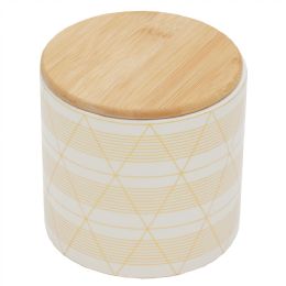 12 pieces Home Basics Diamond Stripe Small Ceramic Canister with Bamboo Top - Storage & Organization