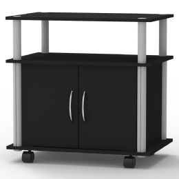 Home Basics Rolling TV Stand with Cabinet, Black - Home Accessories