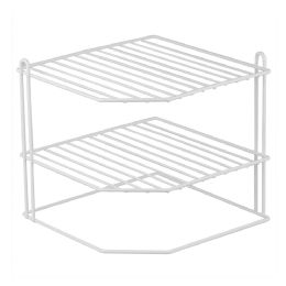 6 pieces Home Basics 3 Tier Vinyl Coated Steel Corner Organizing Storage Rack, White - Storage & Organization