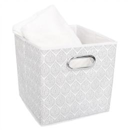 12 pieces Home Basics Ikat Collapsible Non-Woven Storage Bin with Grommet Handle, Grey - Storage & Organization