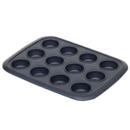 12 of Michael Graves Design Textured NoN-Stick 12 Cup NoN-Stick Carbon Steel Muffin Pan, Indigo