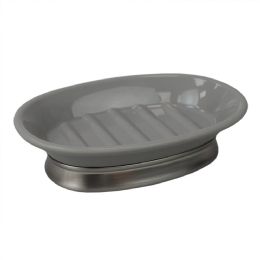 12 Wholesale Home Basics Rubberized Plastic Countertop  Pedestal Soap Dish With  NoN-Skid Metal Base