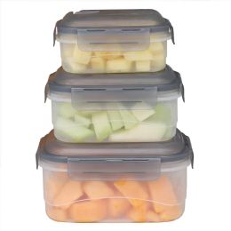 12 Wholesale Home Basics Locking Rectangle Food Storage Containers with Grey Steam Vented Lids, (Set of 6)