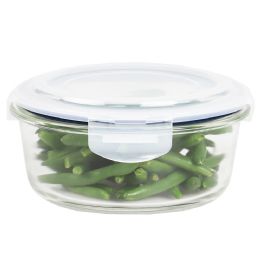12 Wholesale Michael Graves Design 32 Ounce High Borosilicate Glass Round Food Storage Container with Indigo Rubber Seal