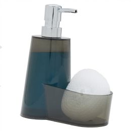 12 Wholesale Home Basics 13.5 Oz. Plastic Soap Dispenser With Sponge Compartment, Grey