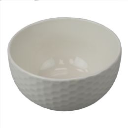 24 Wholesale Home Basics Embossed Honeycomb 5.5" Ceramic Bowl, White