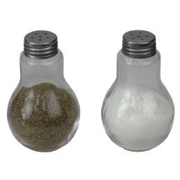 24 Wholesale Home Basics 3.8 Oz. Bulb Shape Glass Tabletop Salt And Pepper Shaker With Perforated Stainless Steel Tops, Clear