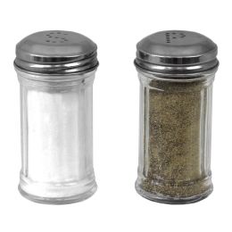 24 Wholesale Home Basics Ribbed Glass 4 oz. Tabletop Salt and Pepper Set with Perforated Labeled Sifter Top, (Set of 2), Clear