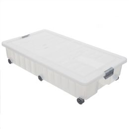 6 pieces Home Basics 45L Under The Bed Storage Box with Wheels, Clear - Storage & Organization