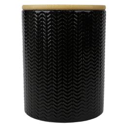 12 Wholesale Home Basics Wave Medium Ceramic Canister, Black