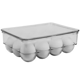 12 Wholesale Home Basics 12 Egg Plastic Holder with Lid, Clear