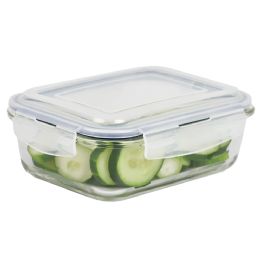 12 Wholesale Michael Graves Design 35 Ounce High Borosilicate Glass Rectangle Food Storage Container with Indigo Rubber Seal