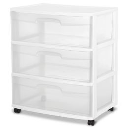 Sterilite Wide 3 Drawer Cart, White - Storage & Organization