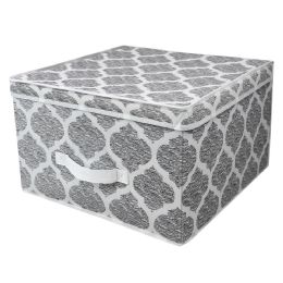 12 pieces Home Basics Arabesque Jumbo Non-Woven Storage Box with Label Window, Grey - Storage & Organization