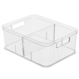 12 pieces Home Basics Plastic Storage Bin With Divider, Clear - Storage & Organization