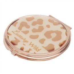 12 Wholesale Home Basics Leopard Cosmetic Pocket Mirror, (1x/2x Magnification), Pink
