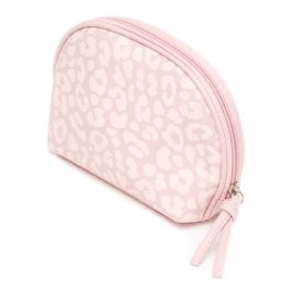 12 pieces Home Basics Leopard Zippered Cosmetic Accessory Pouch, Pink - Cosmetic Cases