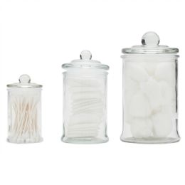 12 Wholesale Home Basics 3 Piece Glass Apothecary Jar Set, Clear