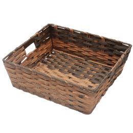 6 pieces Home Basics Large Faux Rattan Basket with Cut-out Handles, Coffee - Baskets