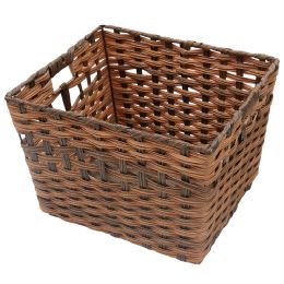 6 pieces Home Basics X-Large  Faux Rattan Basket With CuT-Out Handles, Coffee - Baskets