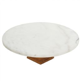 4 Wholesale Home Basics Round Marble Food Display Riser, White