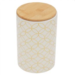 12 pieces Home Basics Vescia Large Ceramic Canister with Bamboo Top - Storage & Organization