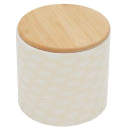 12 pieces Home Basics Scallop Small Ceramic Canister with Bamboo Top - Storage & Organization