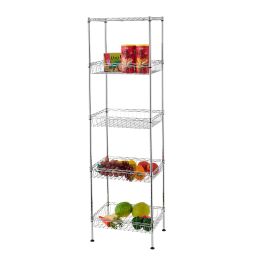Home Basics 5 Tier Standing Wire Baskets, Chrome - Baskets