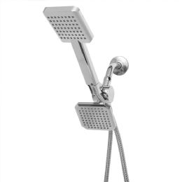 12 of Home Basics Square Dual Plastic Shower Massager With Shower Head Set, Chrome