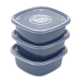 7 Wholesale Home Basics 6 Piece Square Plastic Meal Prep Set, (33.8 oz), Blue