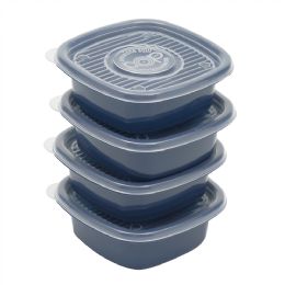 8 Wholesale Home Basics 8 Piece Square Plastic Meal Prep Set, (13.5 oz), Blue
