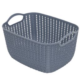 24 pieces Home Basics 6L Crochet-Designed Plastic Basket, Blue - Baskets
