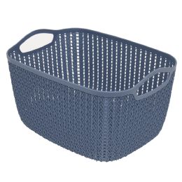 12 pieces Home Basics 9L Crochet-Designed Plastic Basket, Blue - Baskets