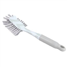 12 Wholesale Home Basics Chevron Plastic Dish Brush with Long Non-slip Rubber Handle, Grey