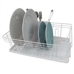 6 pieces Home Basics 3 Piece Dish Rack, White - Dish Drying Racks