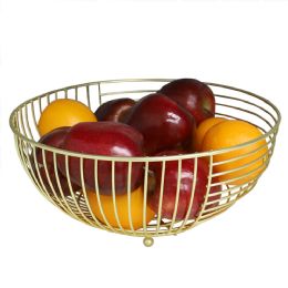 12 Wholesale Home Basics Halo Large Capacity Steel Fruit Bowl, Gold